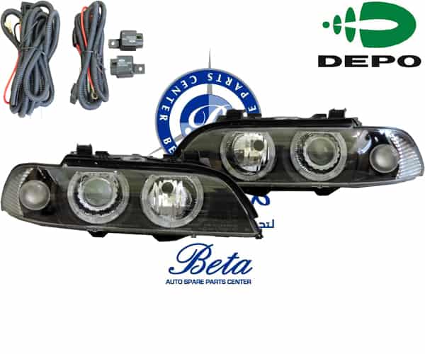 Headlamp with Angle Eyes -Black for BMW 5 Series E39 1996-2002 models Headlamp with Angle Eyes -Black for BMW 5 Series E39 1996-2002 models